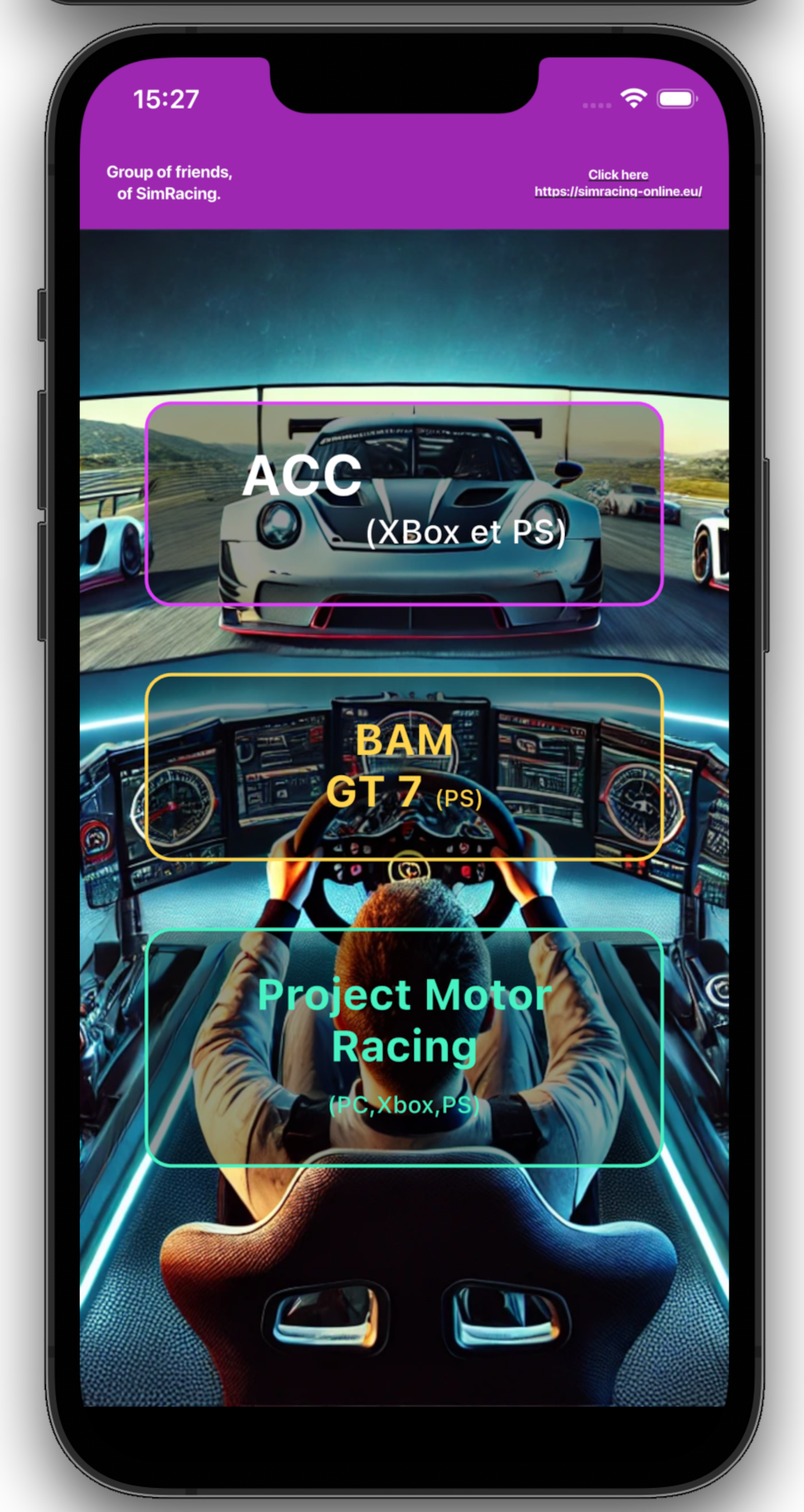 Aperçu de l'application mobile